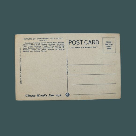 Vintage Blank Skyline of Downtown Lakefront Chicago Postcard - Picture 2 of 2